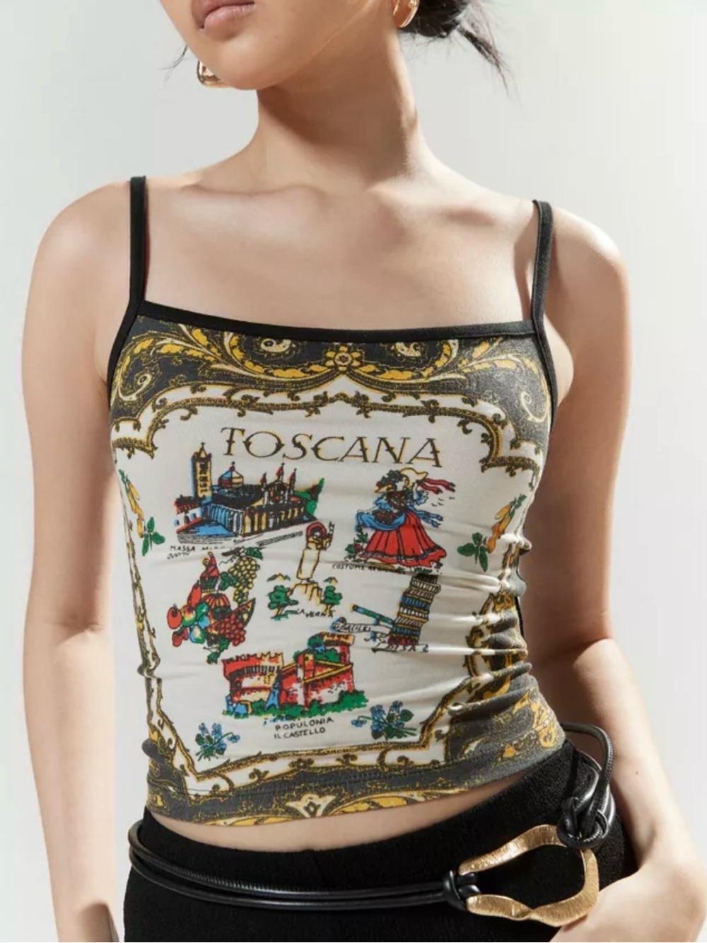 silence + noise Black and Yellow Toscana Graphic Cami Top